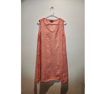 FLAX Linen Sleeveless Striped Dress‎ Coral Made Lithuania Womens Size S NWOT